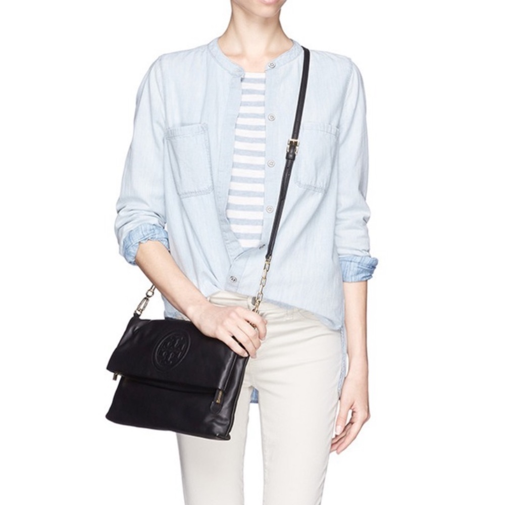 Tori Burch Bombe Pebble Leather Crossbody